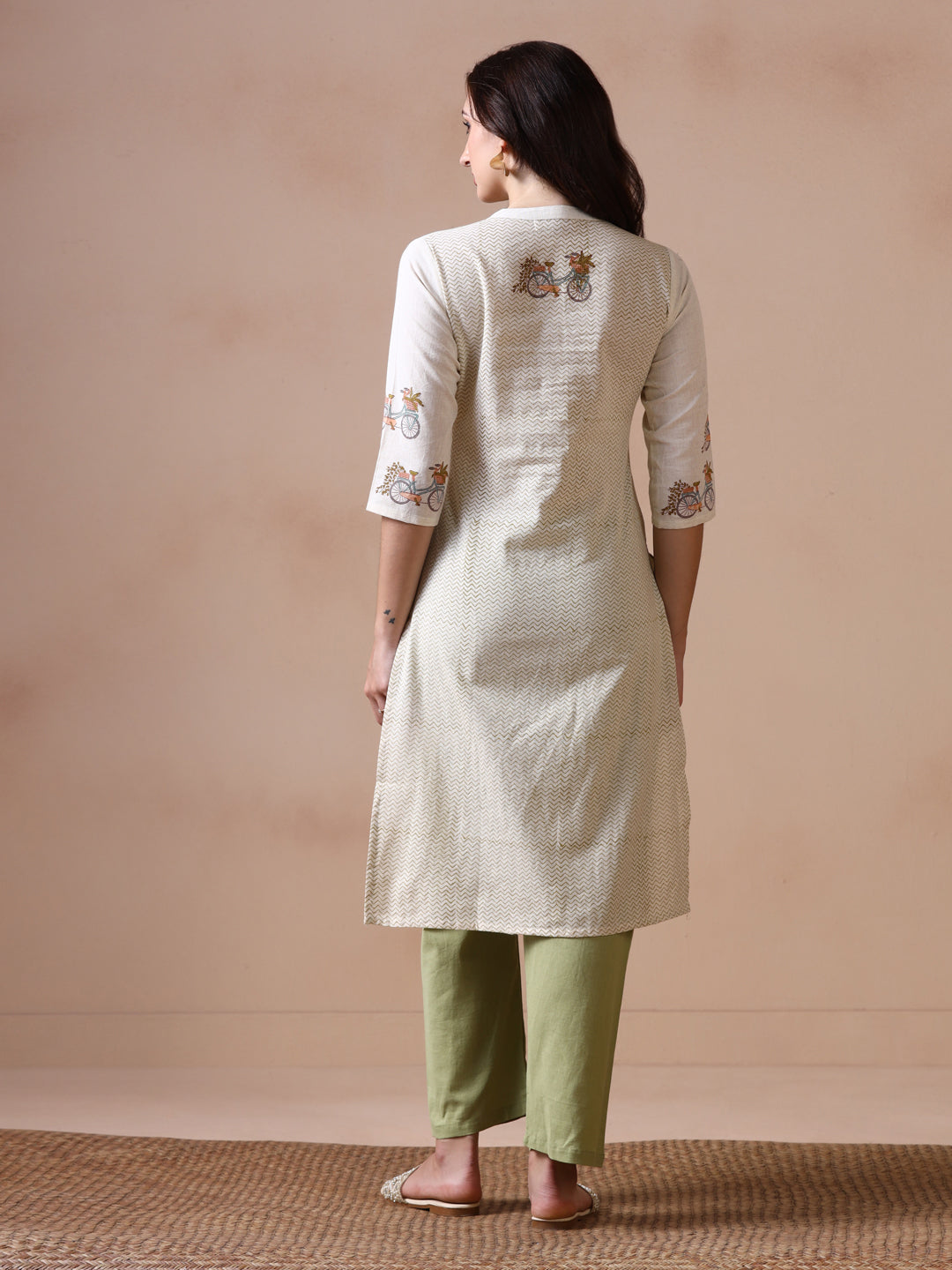 Bicycle Hand Block Printed Straight Kurta