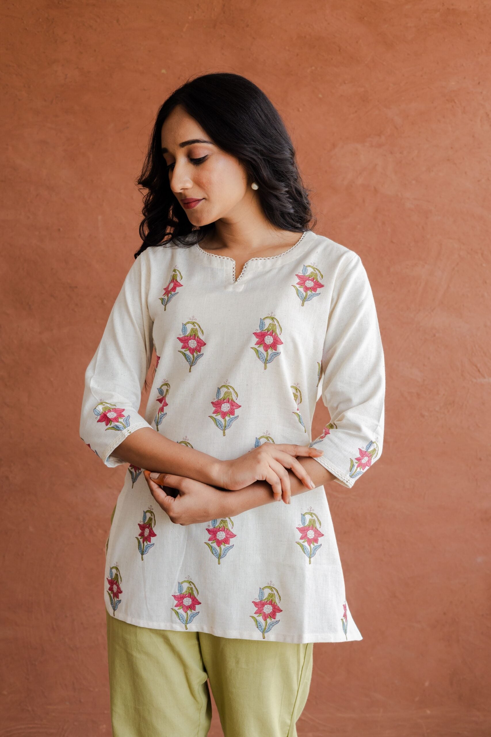 Mughal Buti Cotton Hand Block Printed Short Kurti