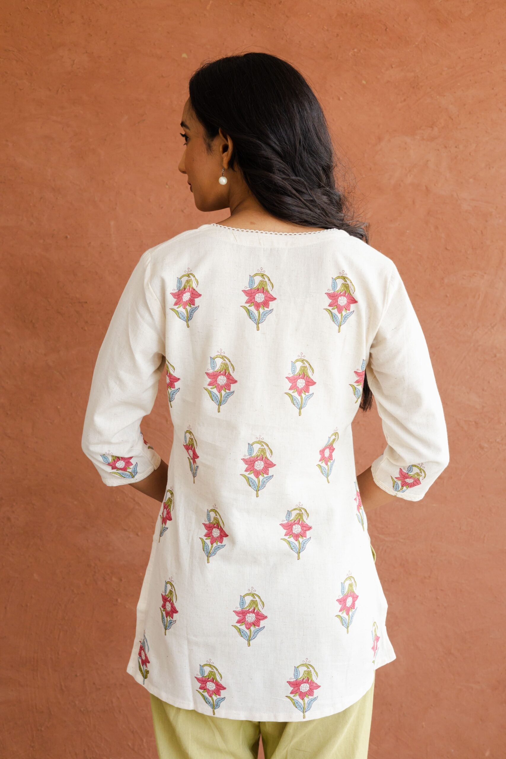 Mughal Buti Cotton Hand Block Printed Short Kurti