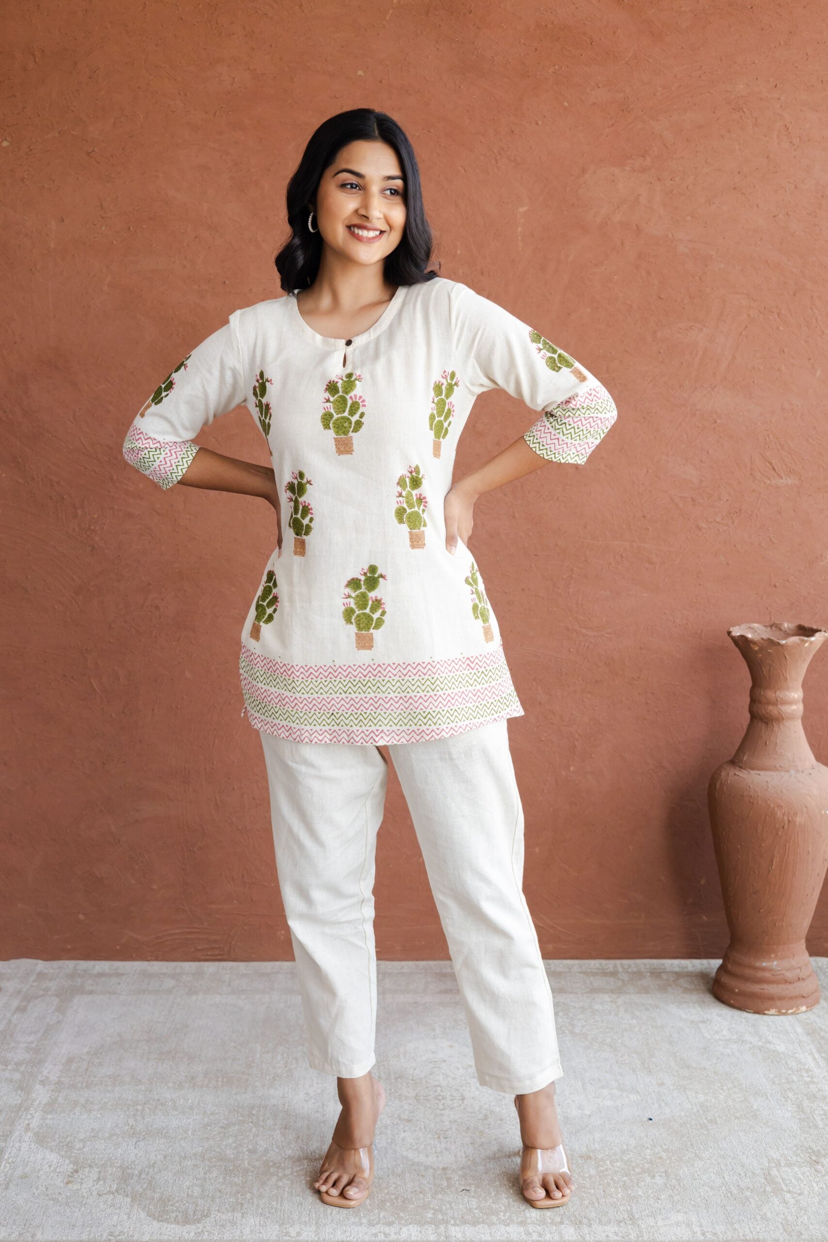Cactus Cotton Hand Block Printed Short Kurti