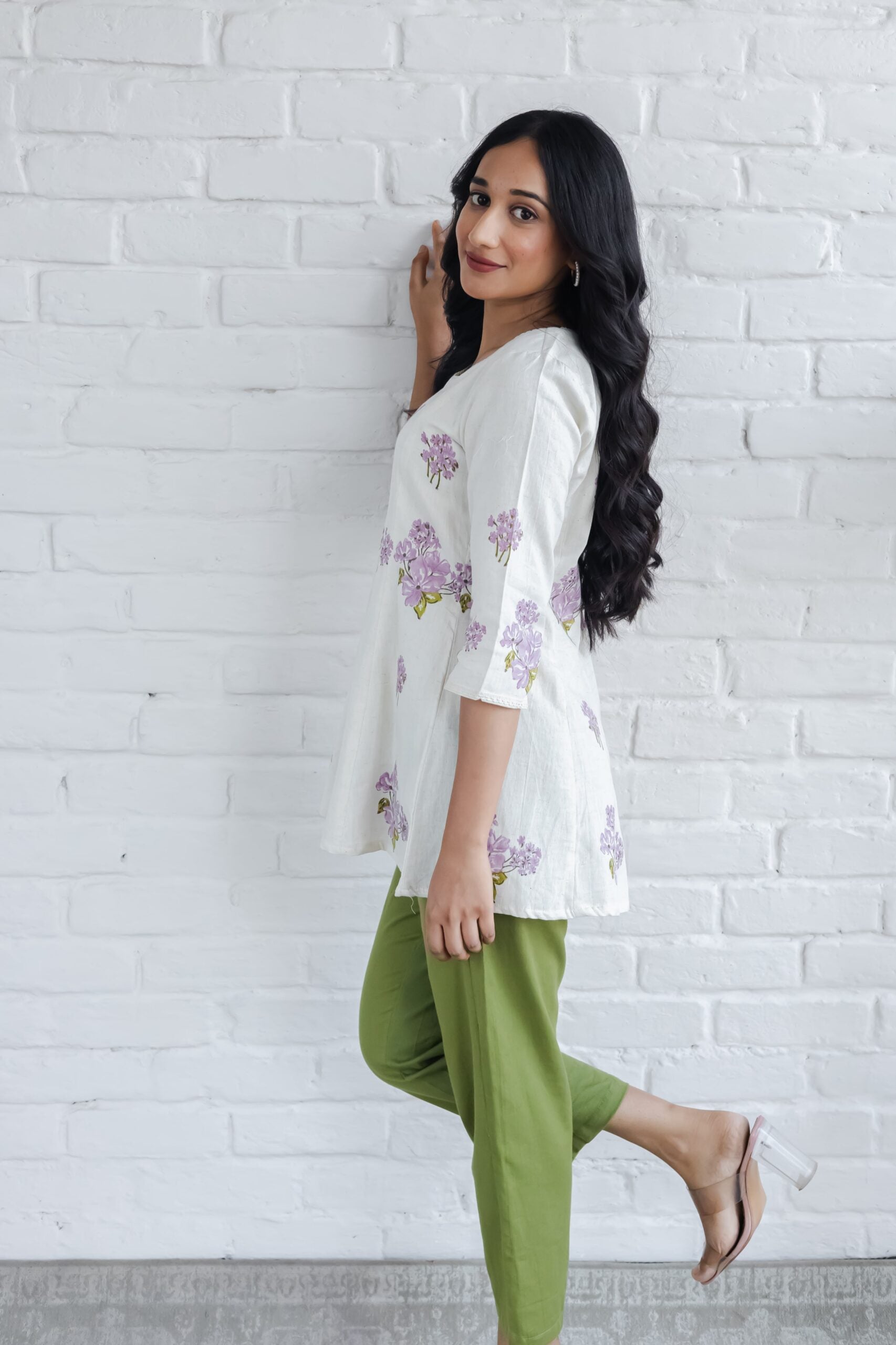 Lavender Kali Hand Block Printed Tunic