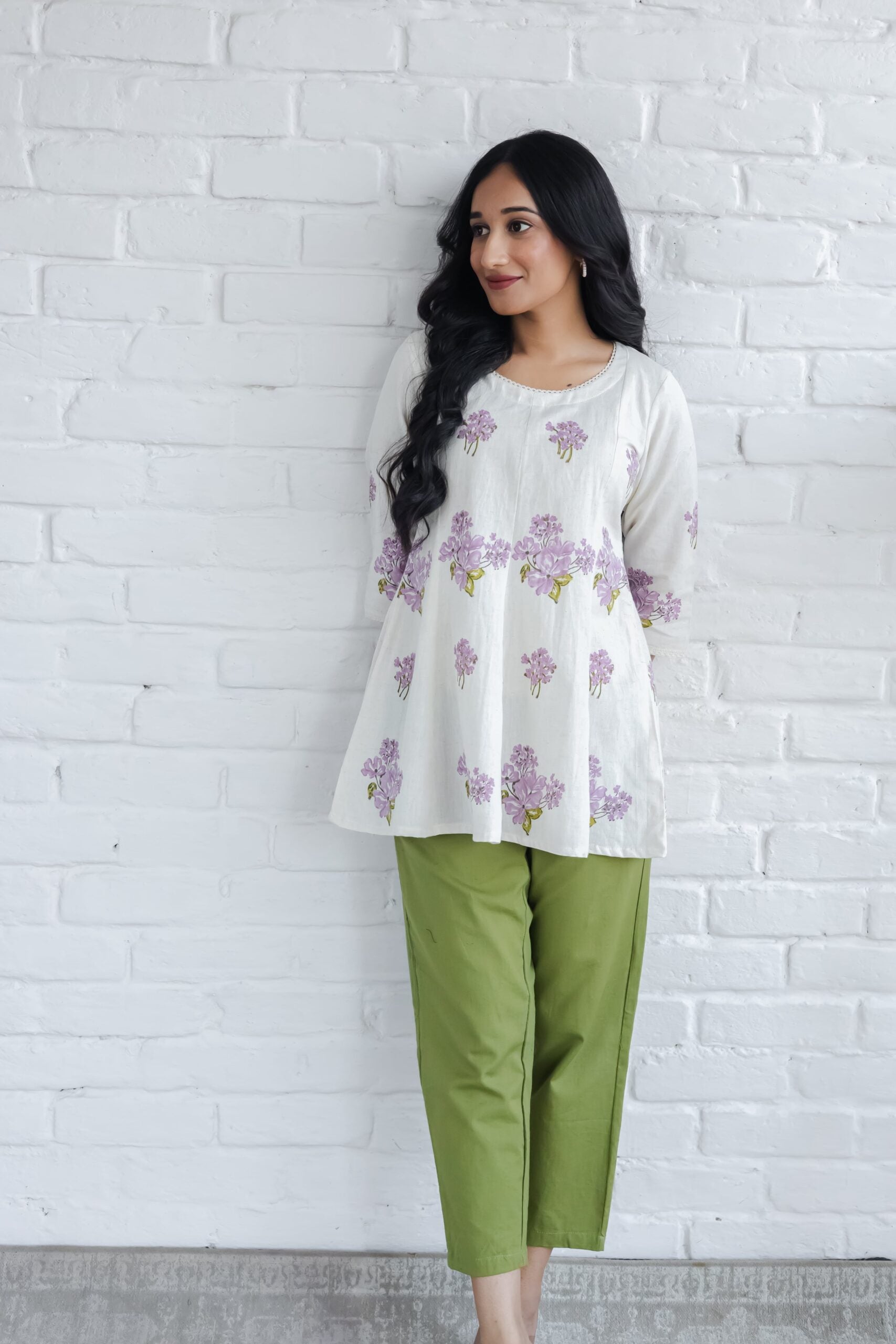 Lavender Kali Hand Block Printed Tunic
