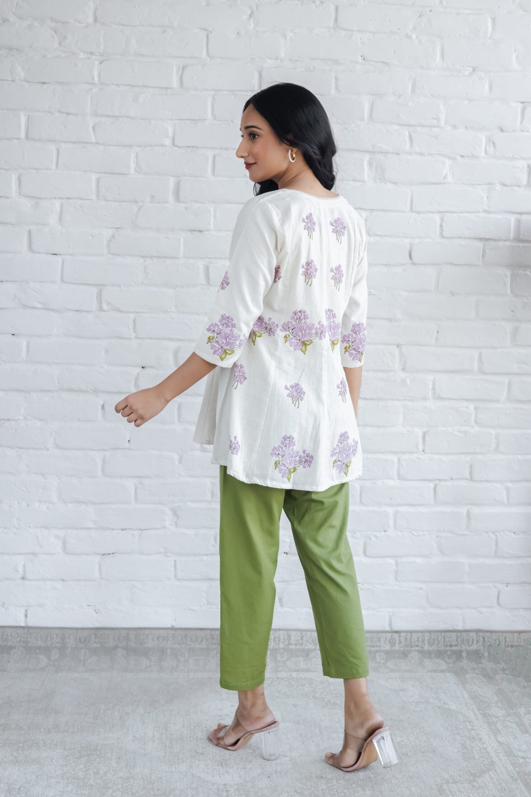 Lavender Kali Hand Block Printed Tunic