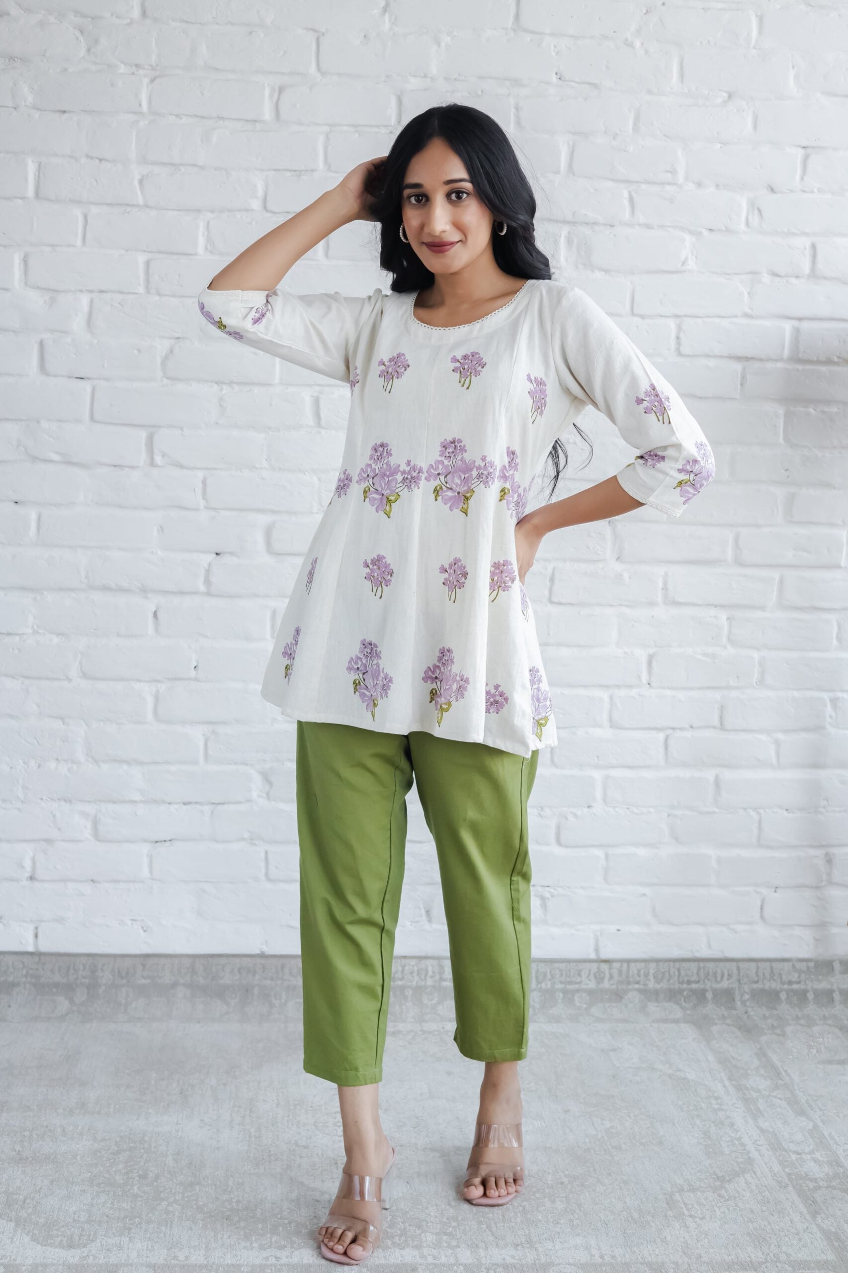 Lavender Kali Hand Block Printed Tunic