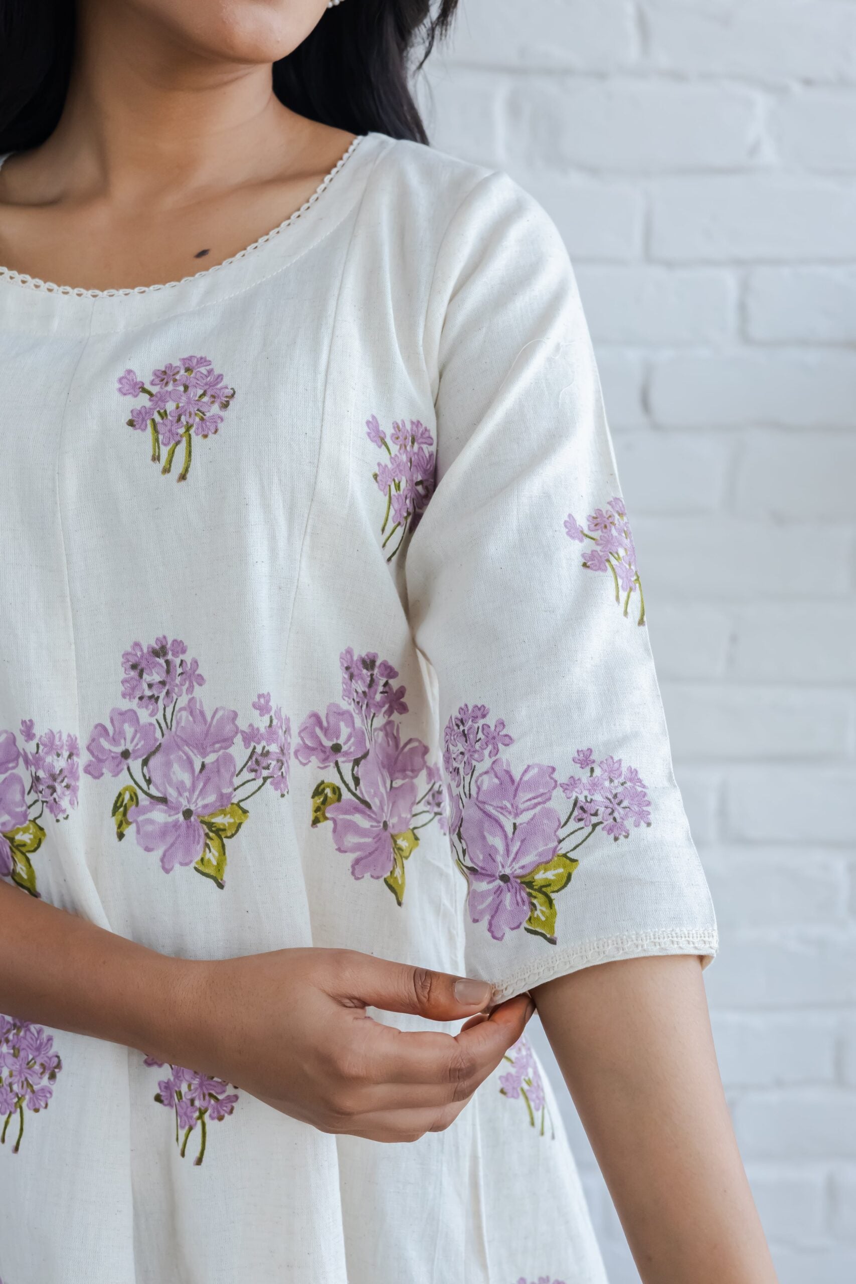 Lavender Kali Hand Block Printed Tunic