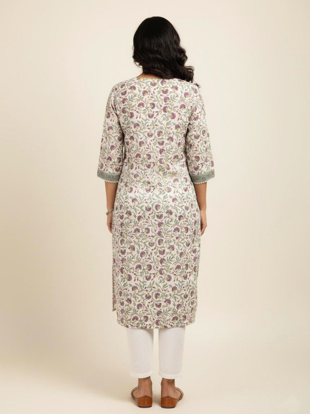 Mughal Jaal Butti Hand Block Printed Straight Kurta
