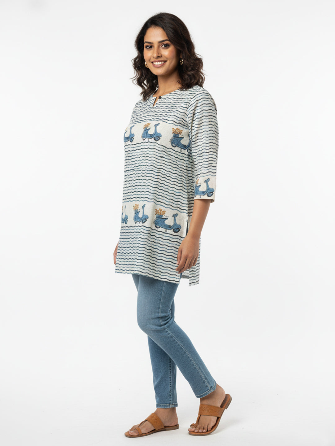 Scooter Cotton Hand Block Printed Short Kurti