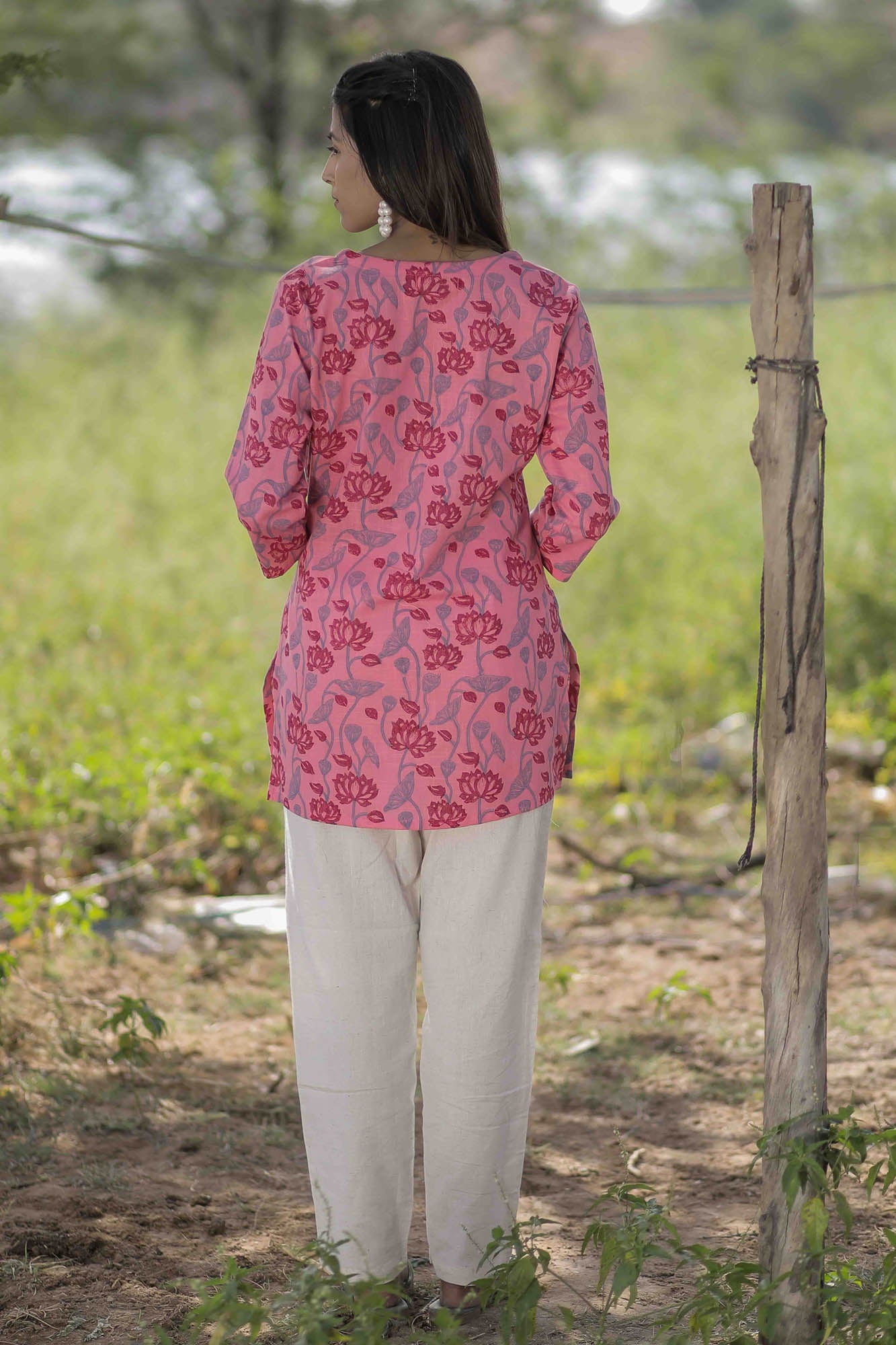 Lotus Jaal Hand Block Printed Tunic