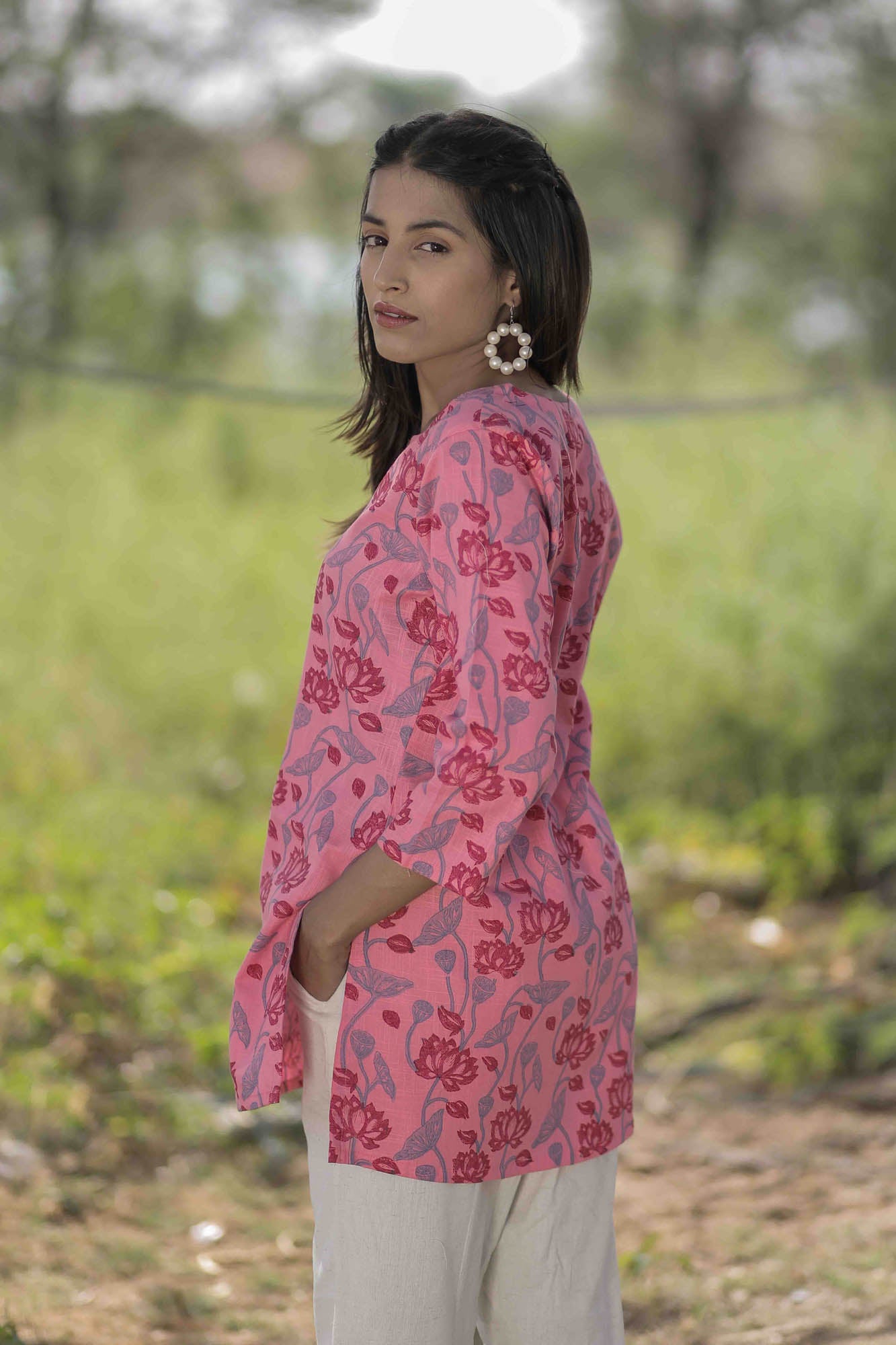 Lotus Jaal Hand Block Printed Tunic