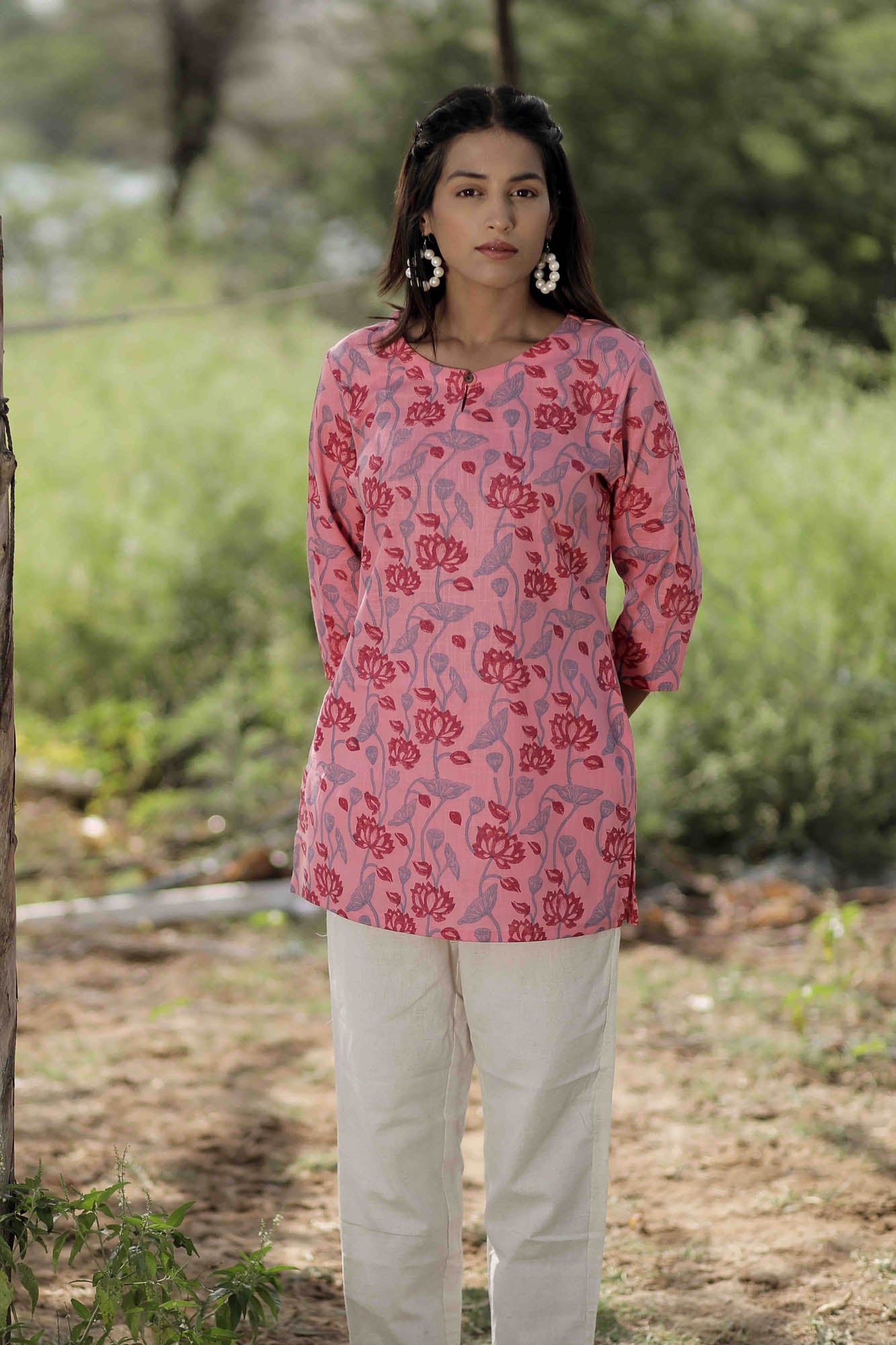Lotus Jaal Hand Block Printed Tunic