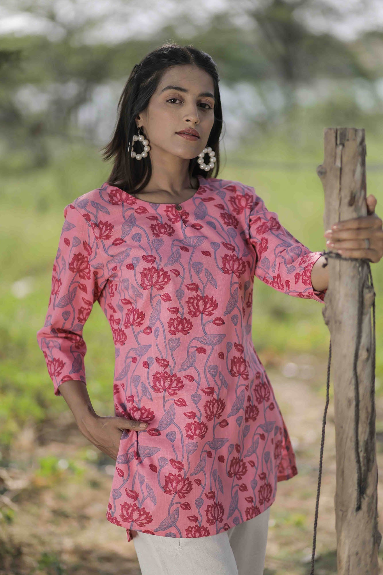 Lotus Jaal Hand Block Printed Tunic