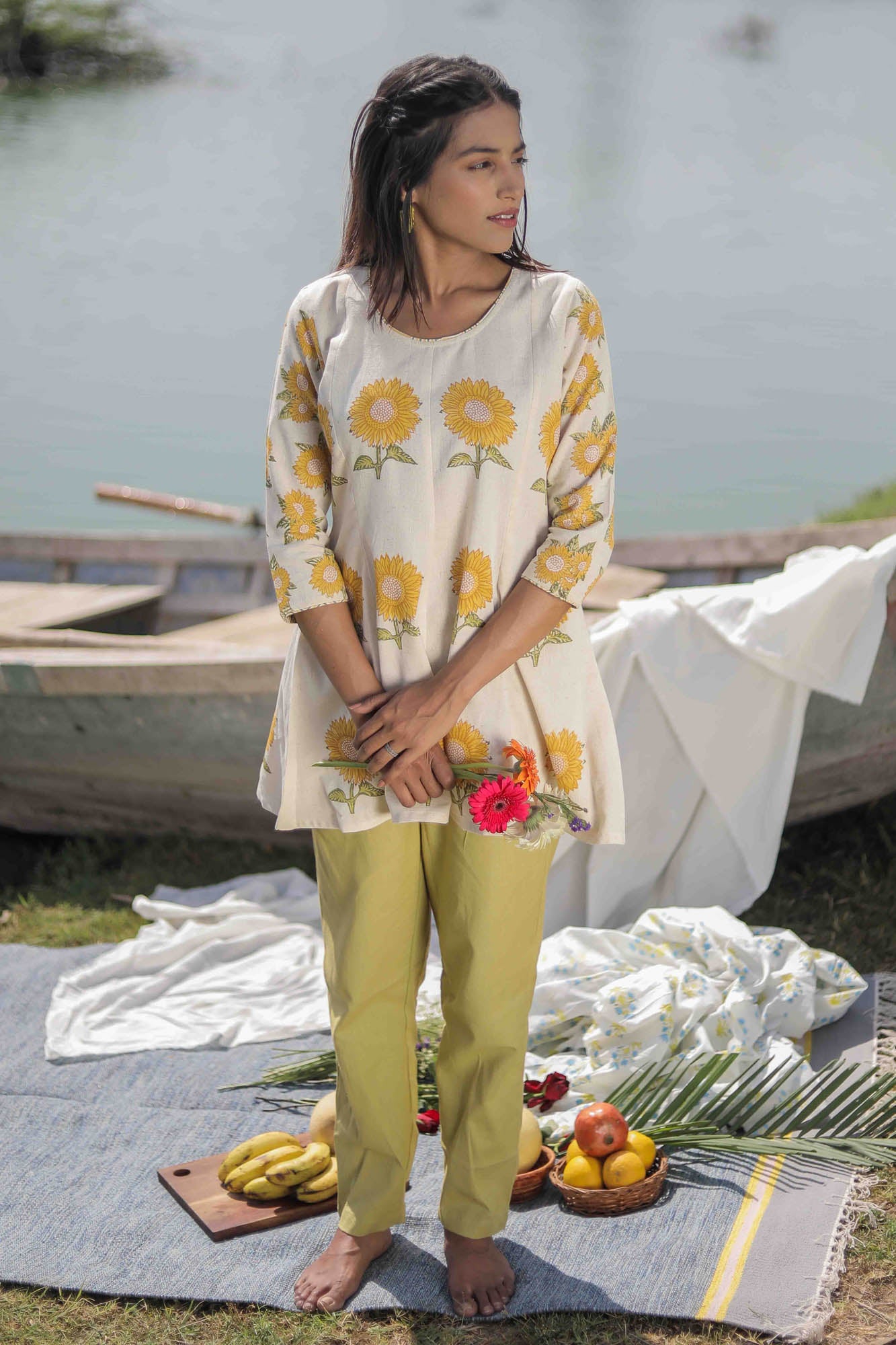 Sunflower Kali Hand Block Printed Tunic