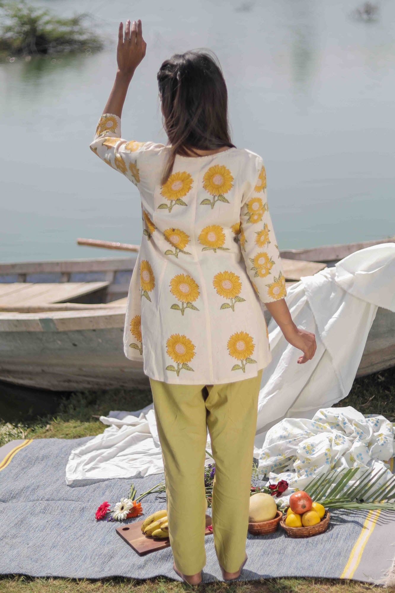 Sunflower Kali Hand Block Printed Tunic