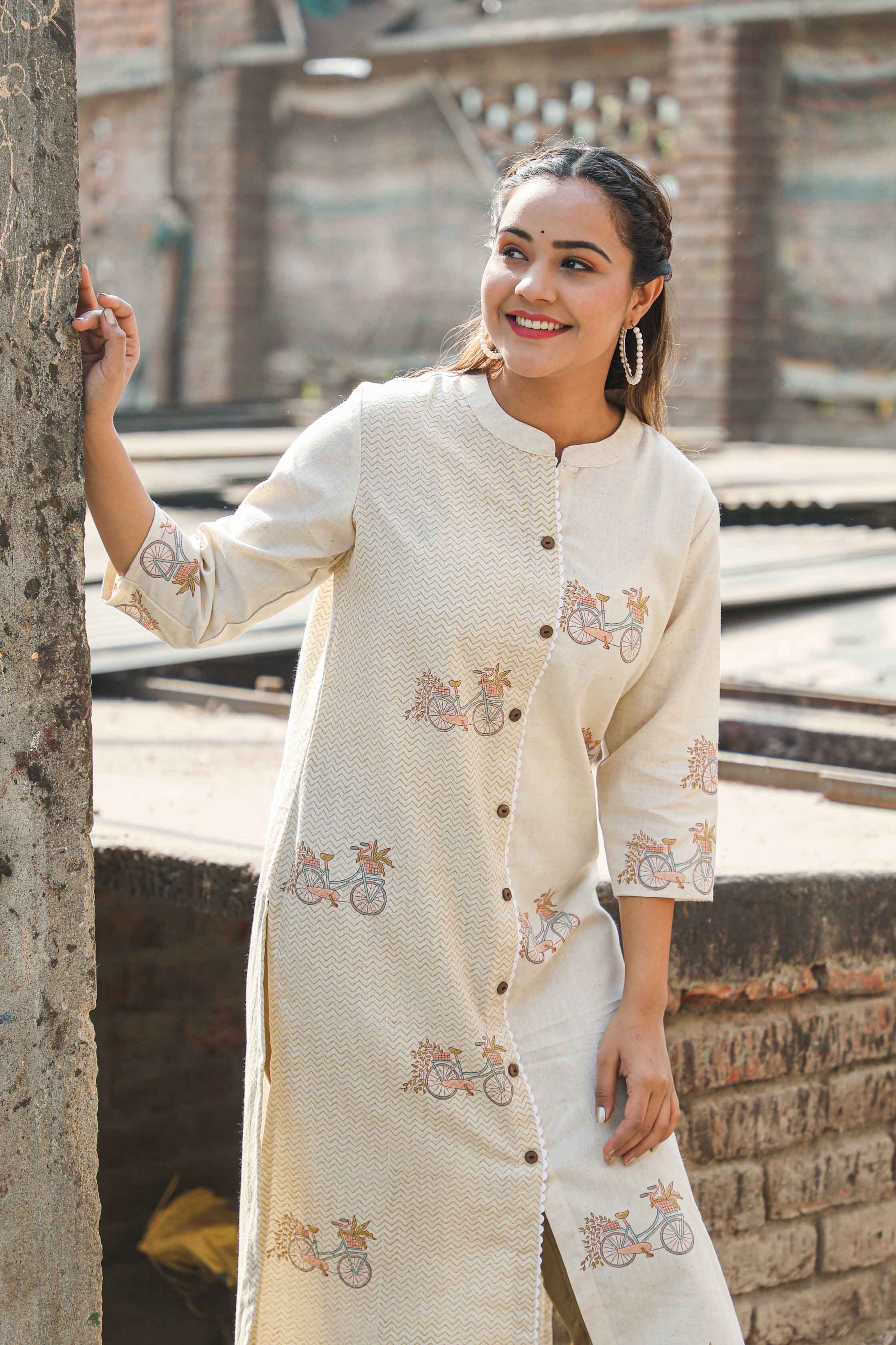 Bicycle Hand Block Printed Straight Kurta