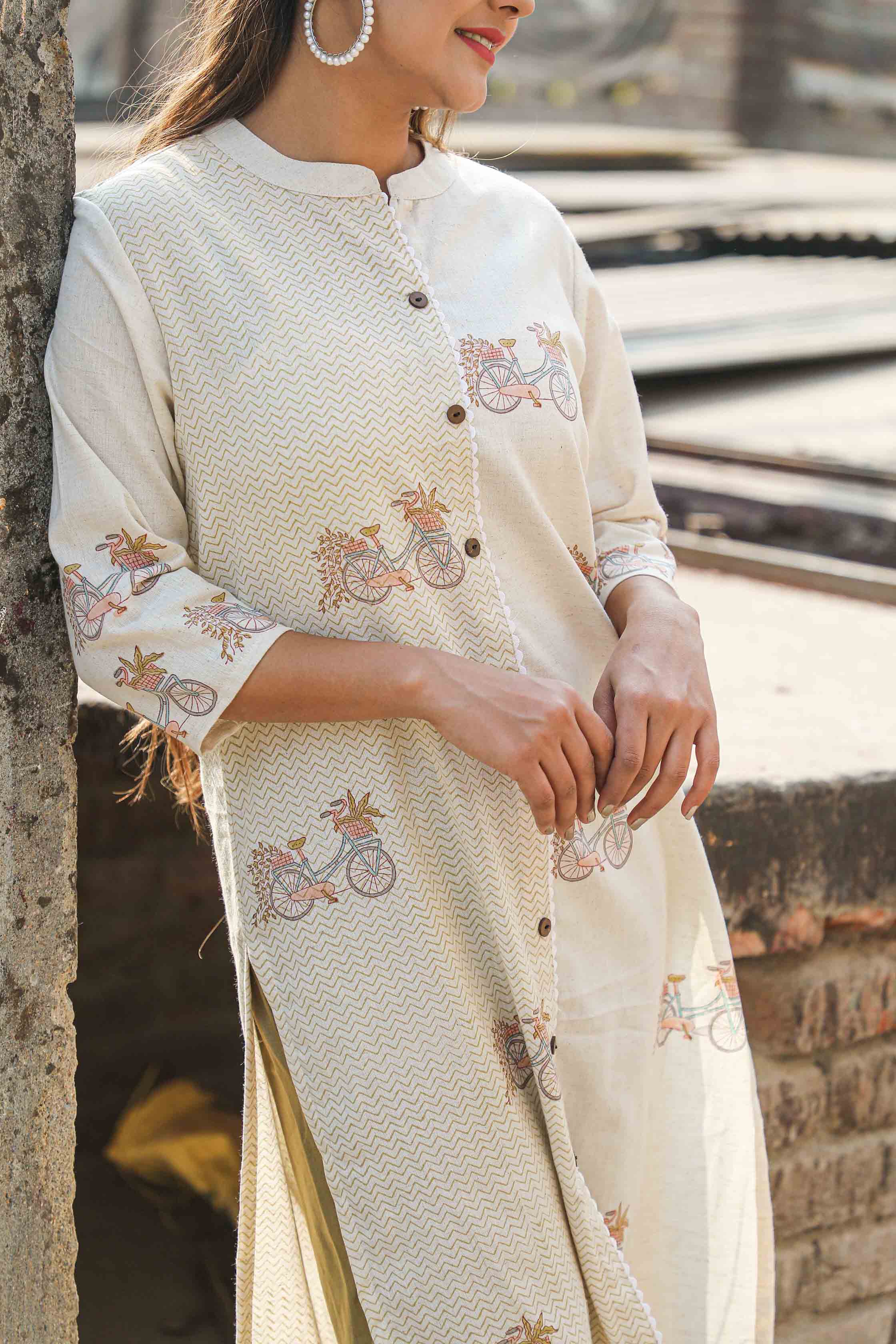 Bicycle Hand Block Printed Straight Kurta