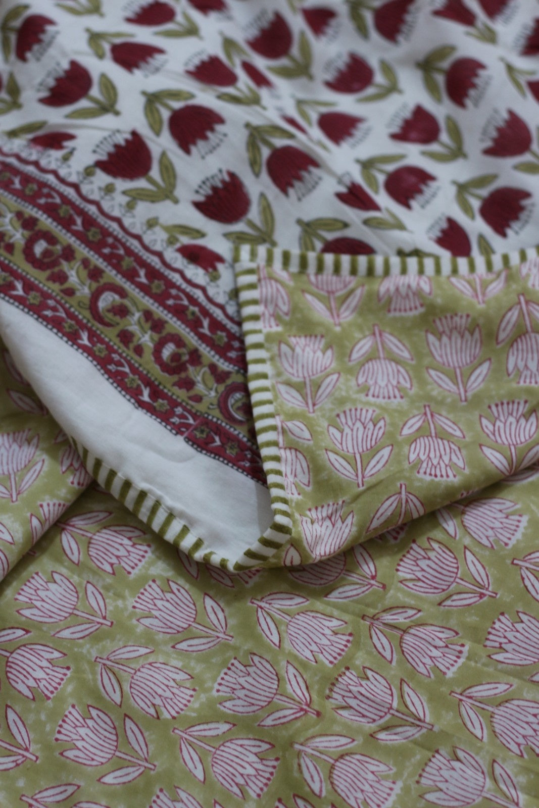 Tulip Butti Hand Block Printed Cotton Dohar