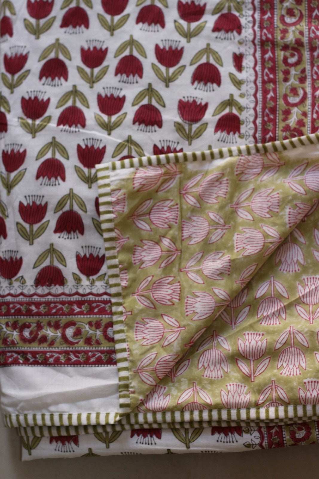 Tulip Butti Hand Block Printed Cotton Dohar