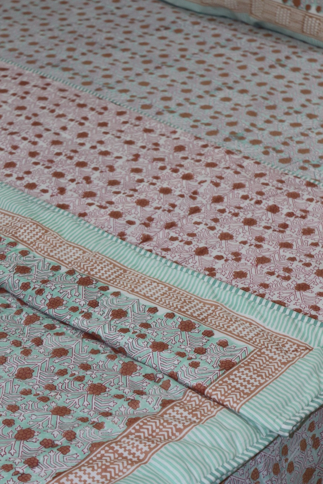 Aqua Jaal Hand Block Printed Cotton Dohar