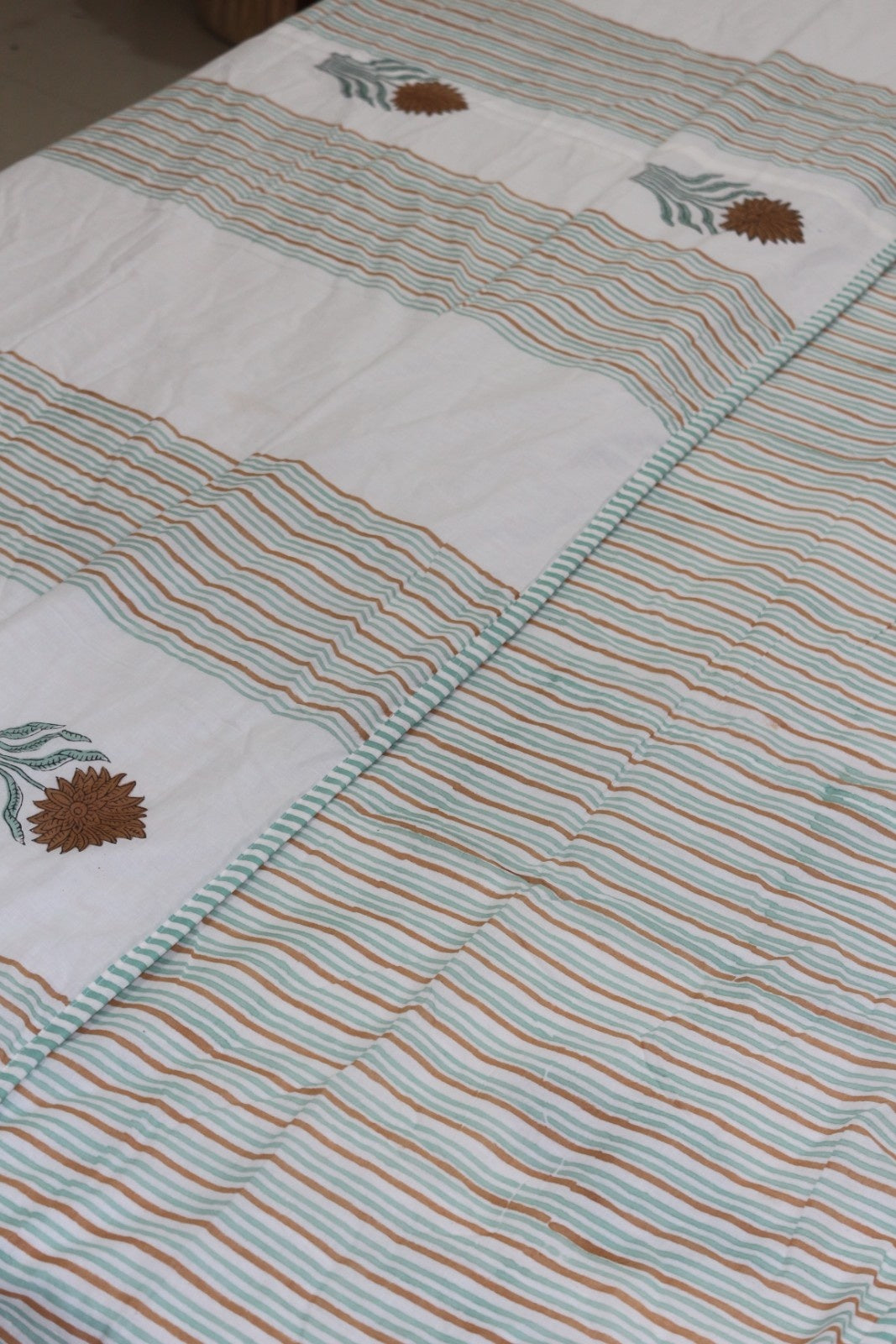 Stripes Butta Hand Block Printed Cotton Dohar