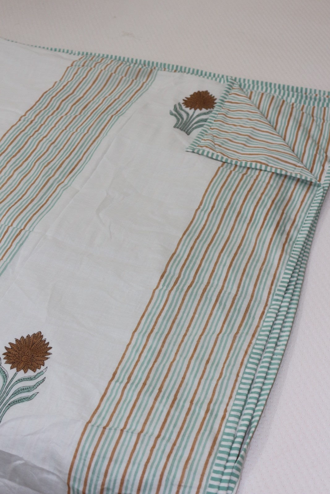 Stripes Butta Hand Block Printed Cotton Dohar