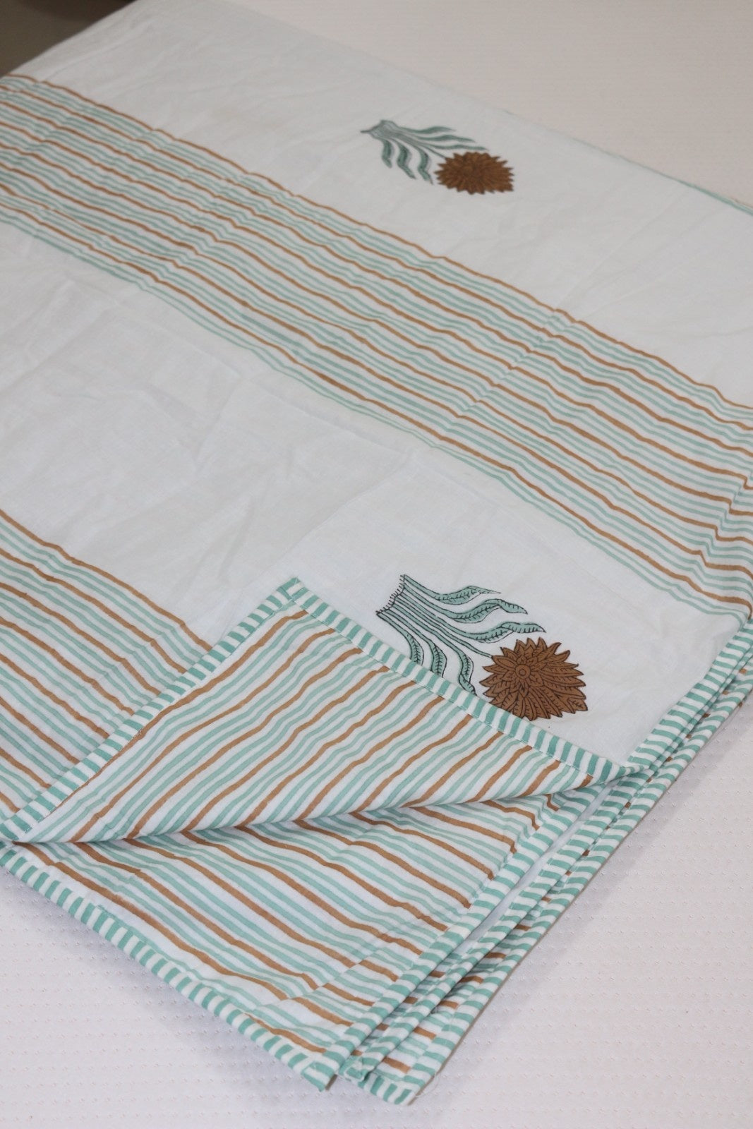 Stripes Butta Hand Block Printed Cotton Dohar