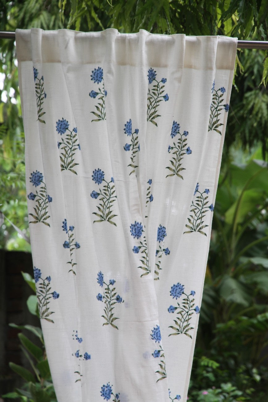Mughal Butta Hand Block Printed Cotton Window Curtain