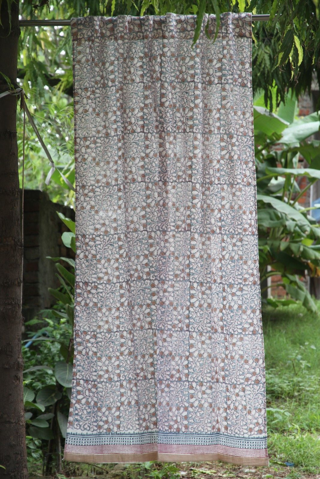 Gadh jaal floral Hand Block Printed Cotton Window Curtain