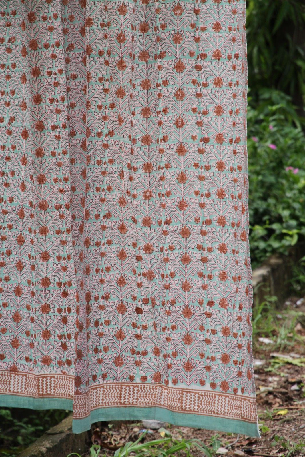 T Jaal Hand Block Printed Cotton Window Curtain