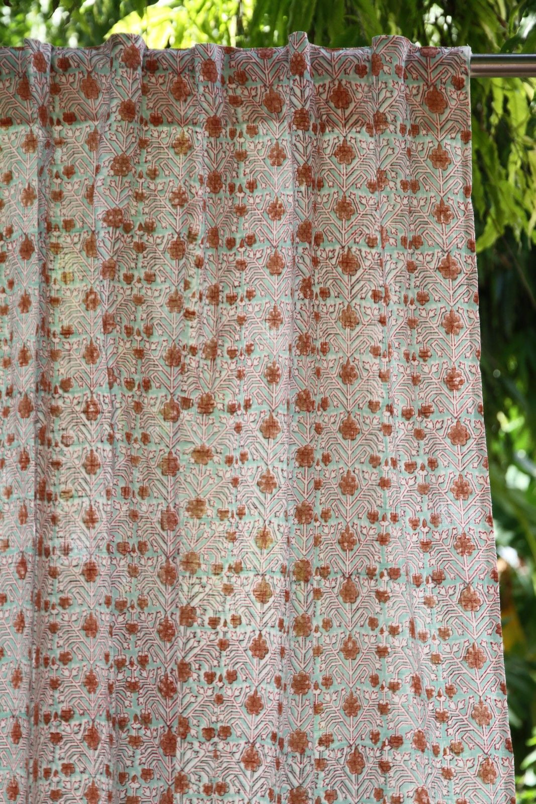 T Jaal Hand Block Printed Cotton Window Curtain