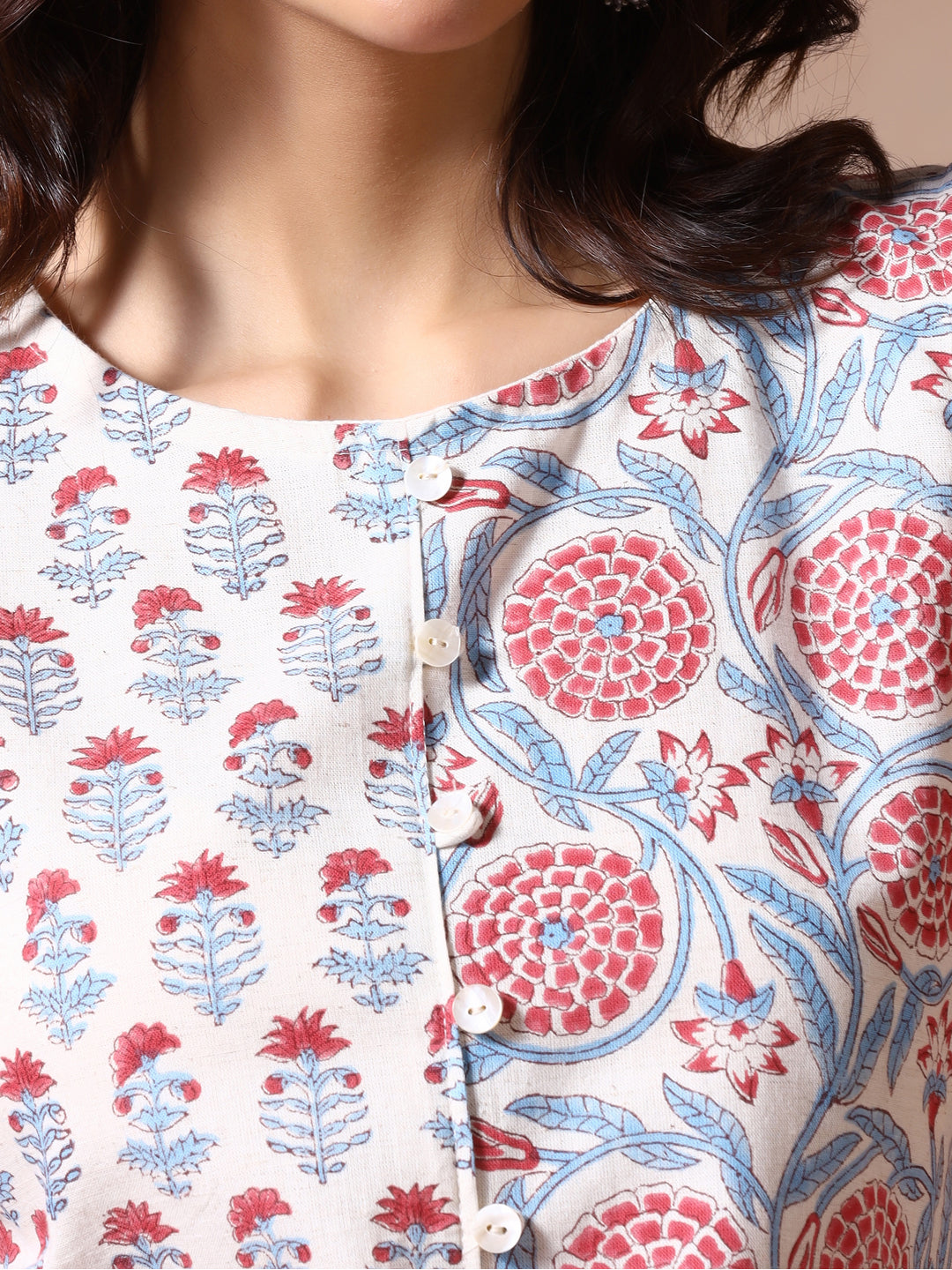 Petal Grace Handblock Print Sleeveless Top