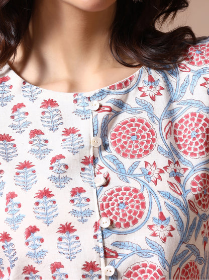 Petal Grace Handblock Print Sleeveless Top