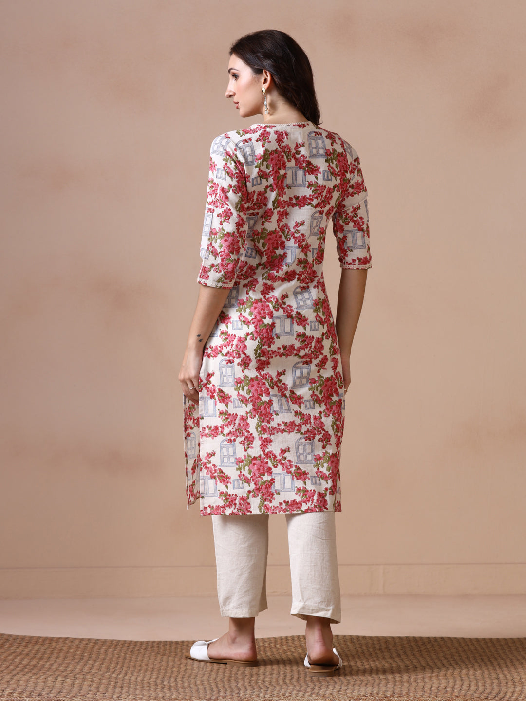 Bougainvillea Bloom Handblock Printed Cotton Kurta