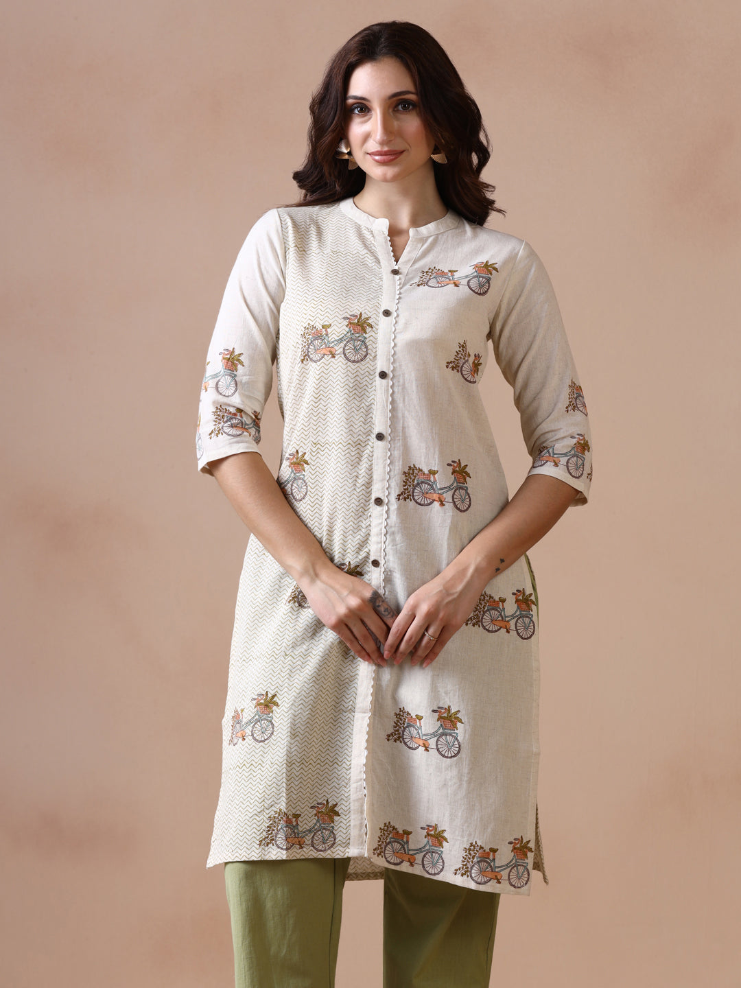 Bicycle Hand Block Printed Straight Kurta
