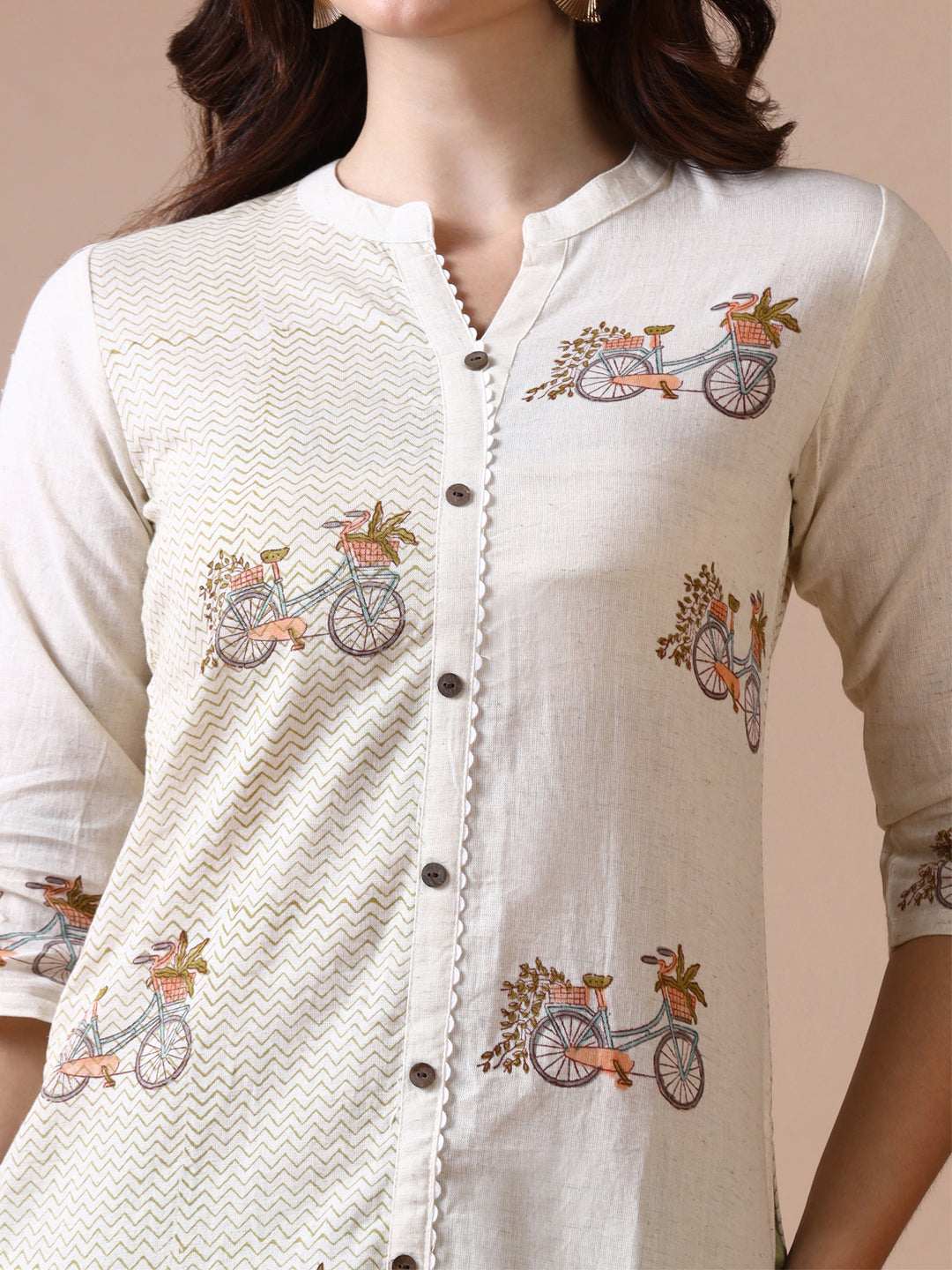 Bicycle Hand Block Printed Straight Kurta