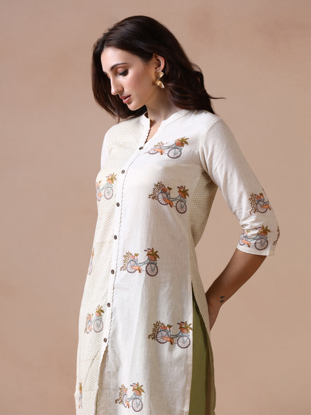 Bicycle Hand Block Printed Straight Kurta