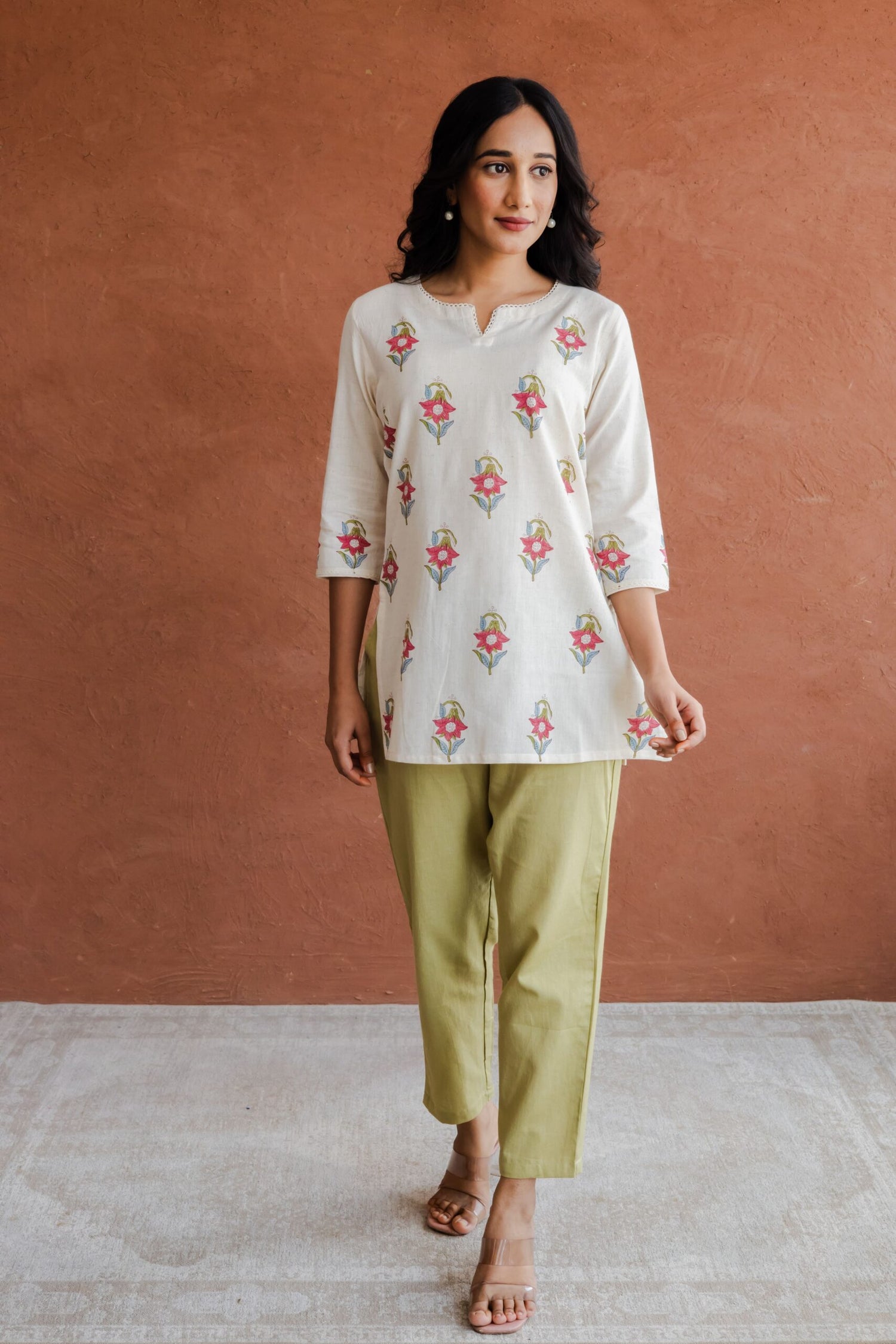 Mughal Buti Cotton Hand Block Printed Short Kurti