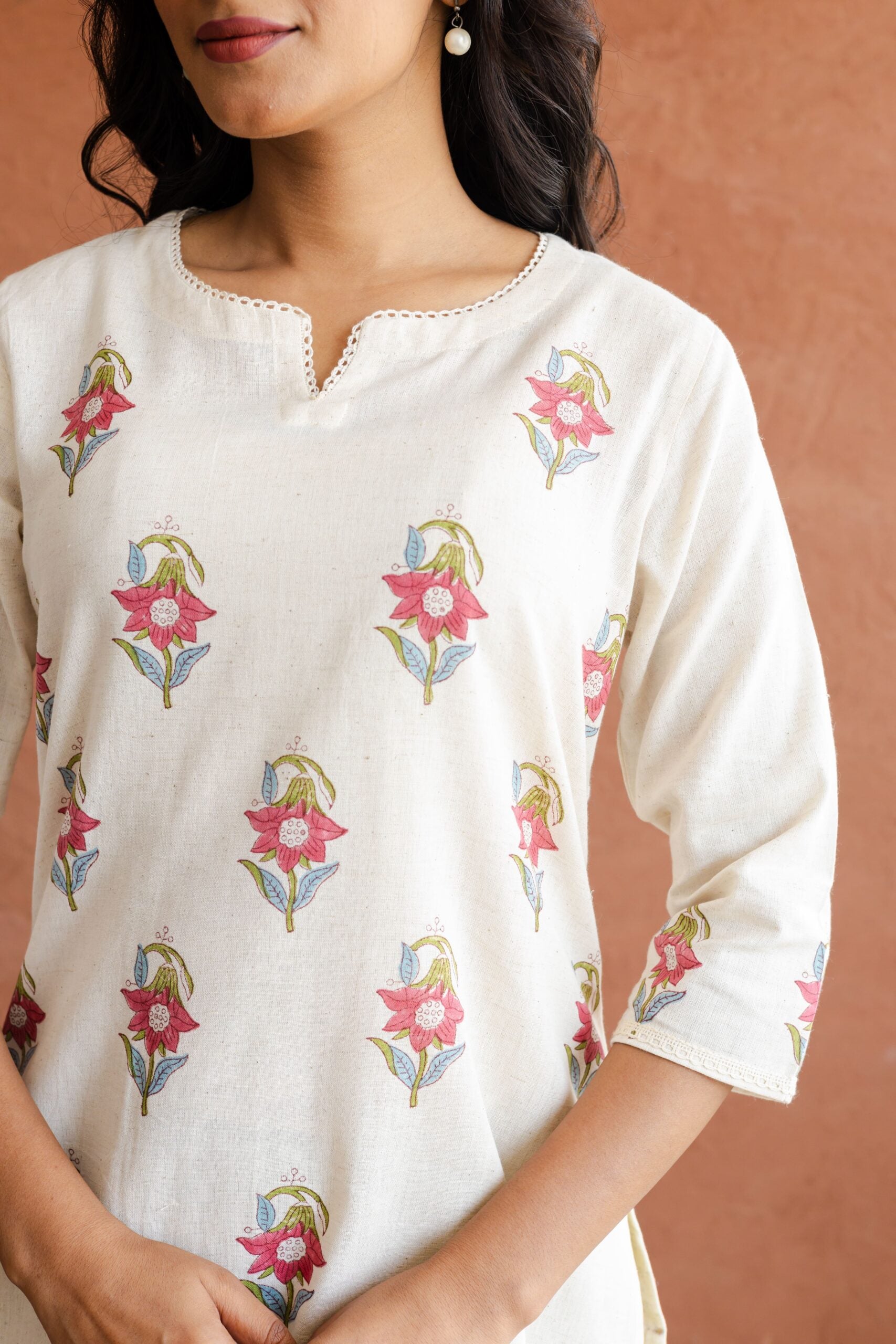 Mughal Buti Cotton Hand Block Printed Short Kurti