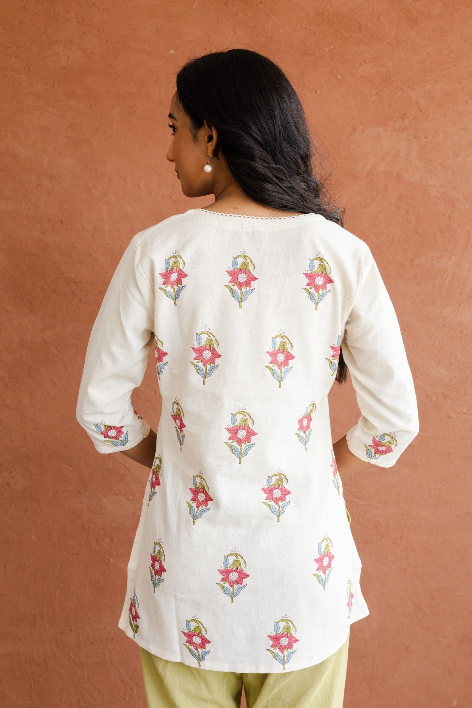 Mughal Buti Cotton Hand Block Printed Short Kurti