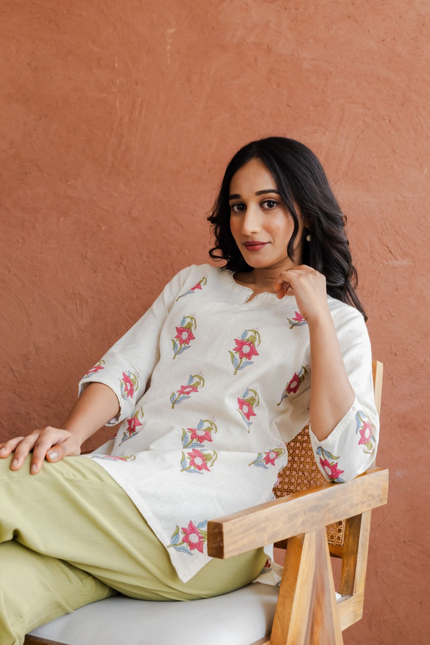 Mughal Buti Cotton Hand Block Printed Short Kurti