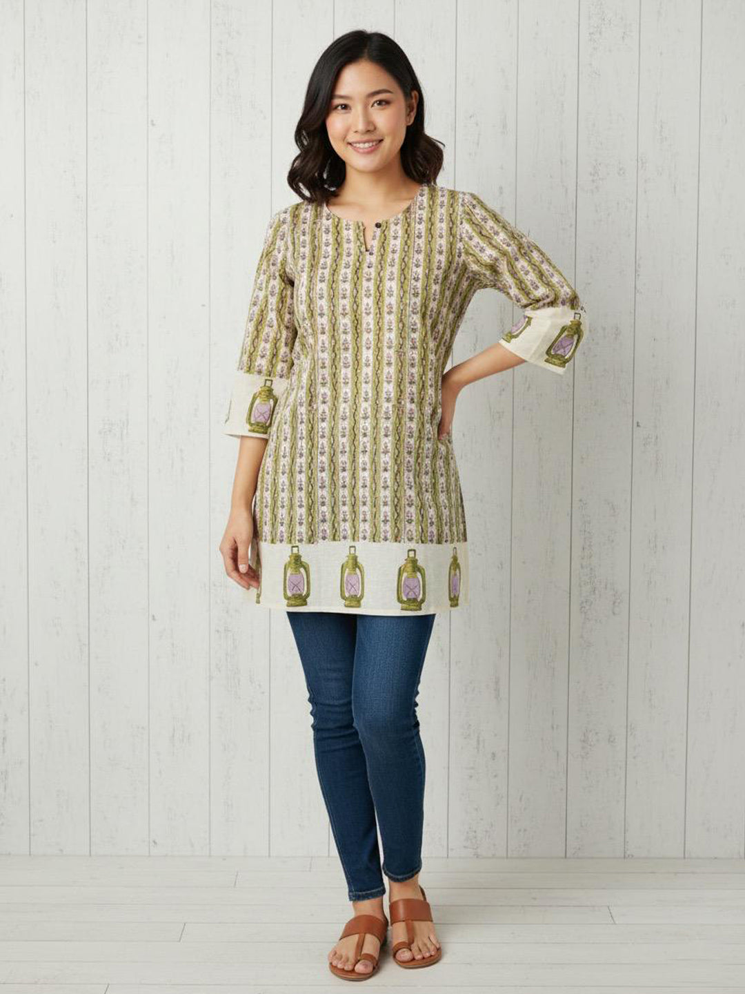 Lantern Cotton Hand Block Printed Short Kurti