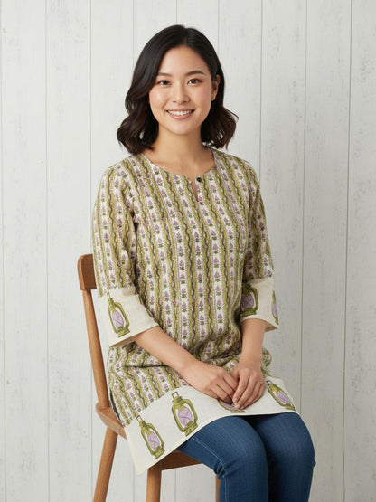 Lantern Cotton Hand Block Printed Short Kurti