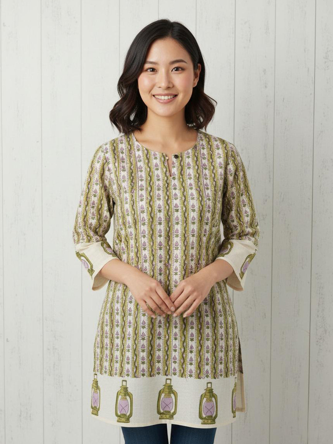 Lantern Cotton Hand Block Printed Short Kurti