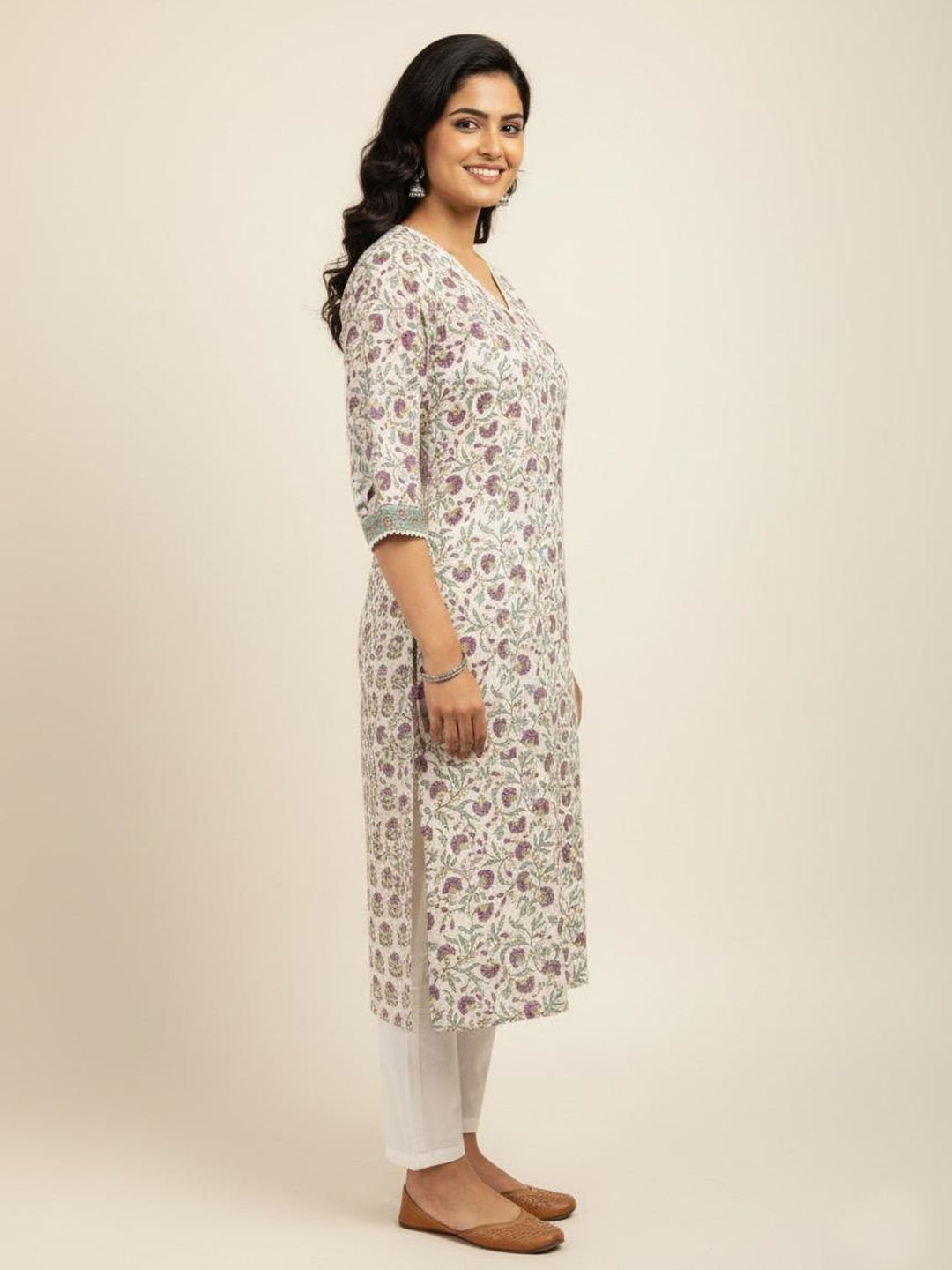Mughal Jaal Butti Hand Block Printed Straight Kurta