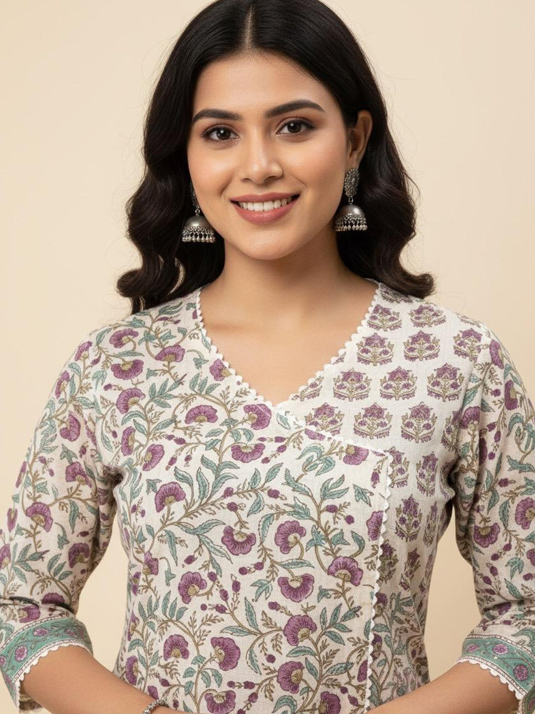 Mughal Jaal Butti Hand Block Printed Straight Kurta
