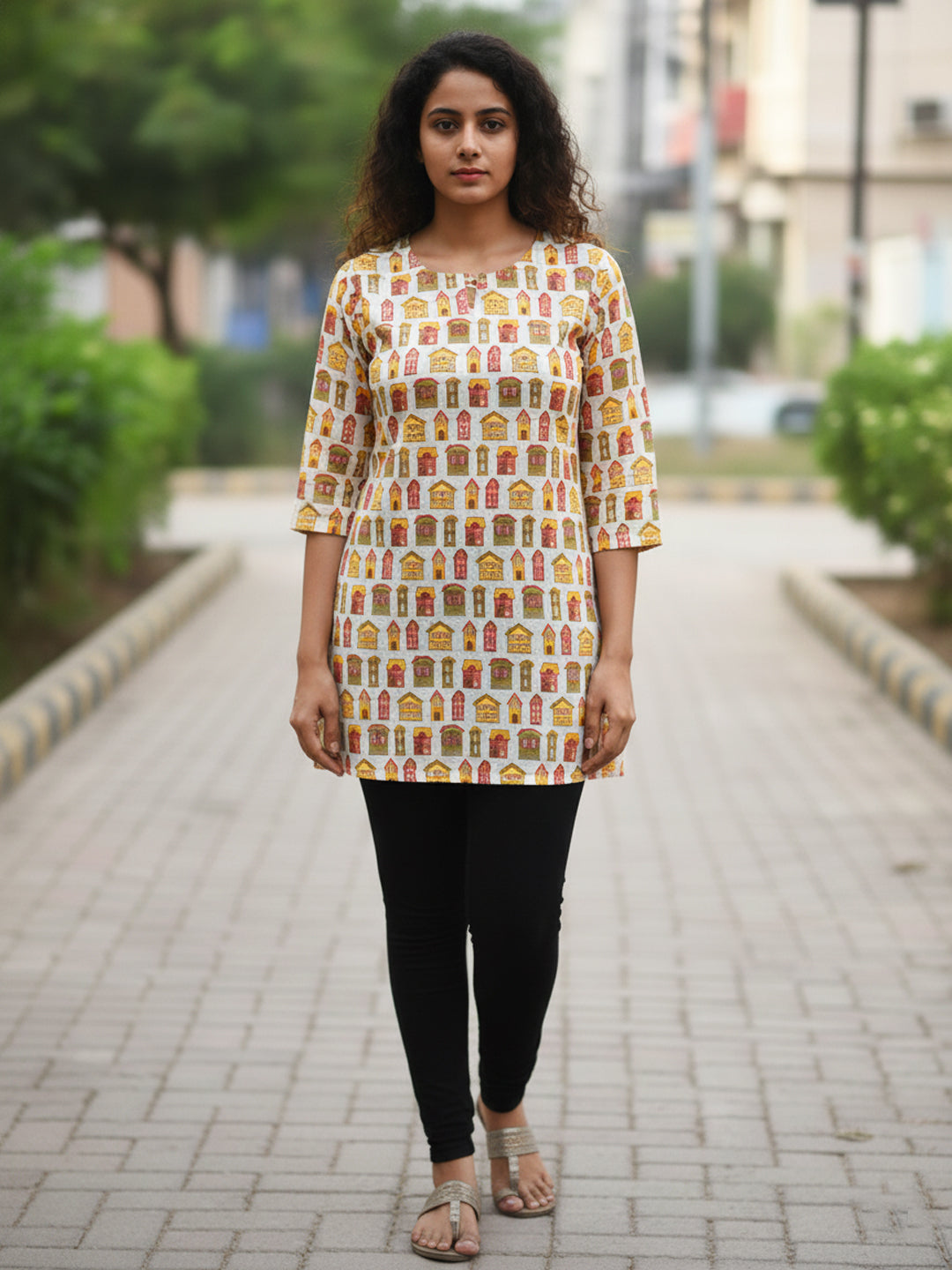 House doodle Cotton Hand Block Printed Short Kurti