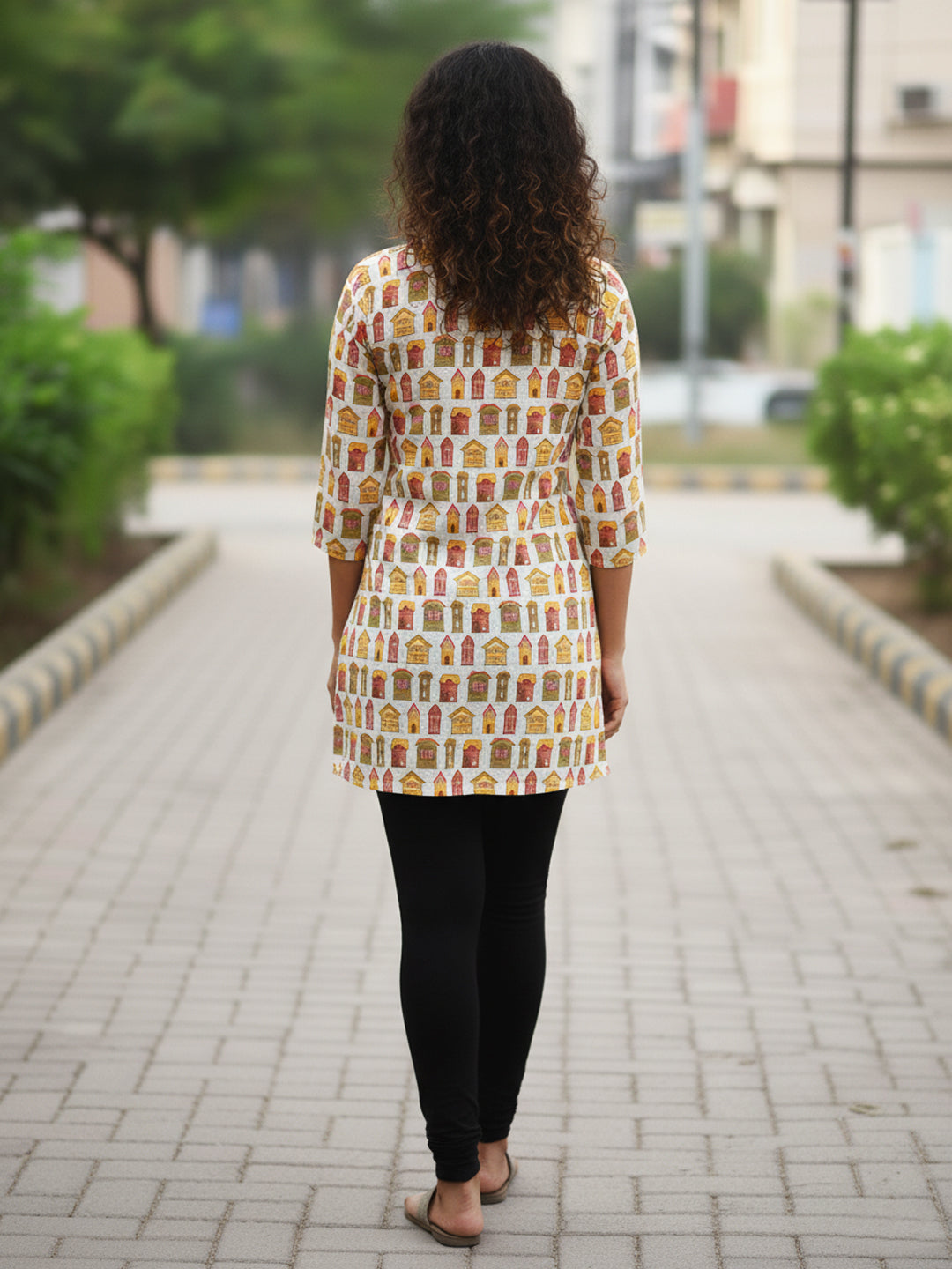 House doodle Cotton Hand Block Printed Short Kurti