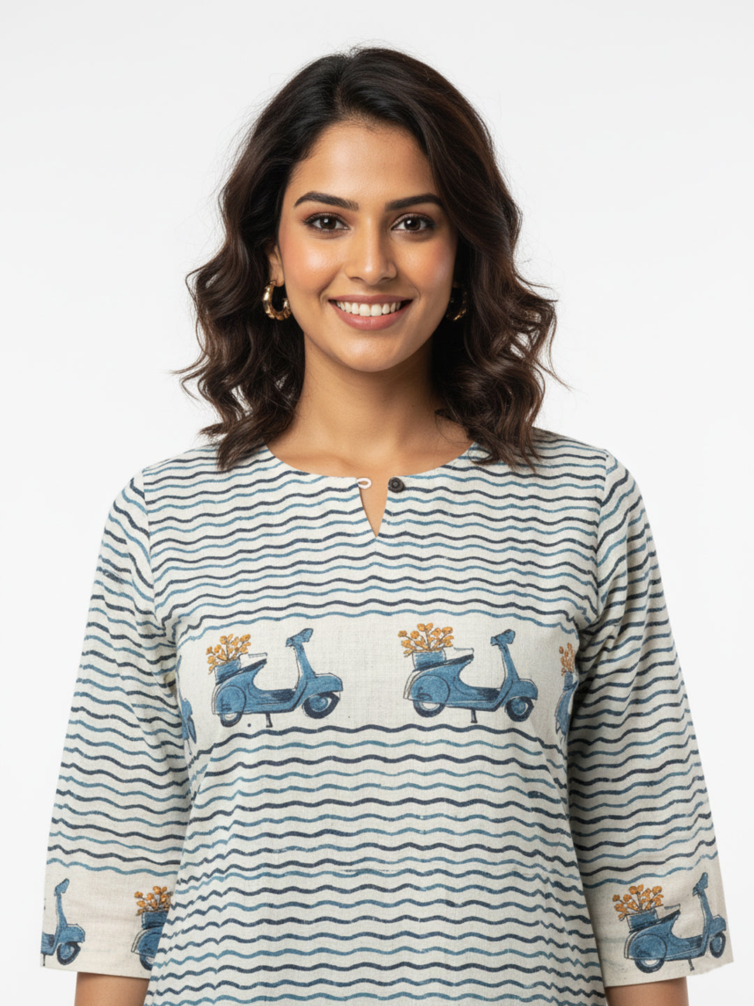 Scooter Cotton Hand Block Printed Short Kurti