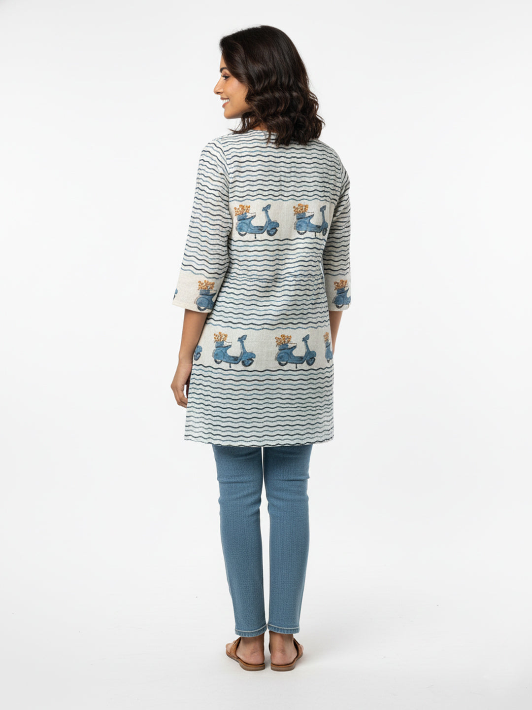 Scooter Cotton Hand Block Printed Short Kurti