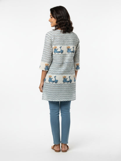 Scooter Cotton Hand Block Printed Short Kurti