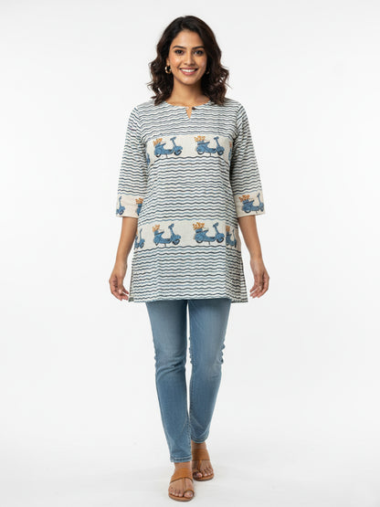 Scooter Cotton Hand Block Printed Short Kurti